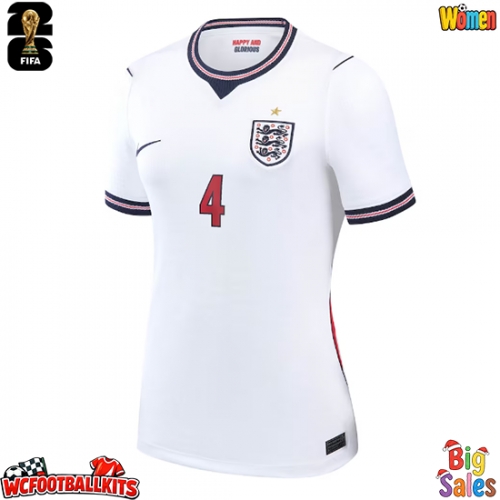 England Declan Rice #4 Replica Home Stadium Shirt for Women World Cup 2026 Short Sleeve